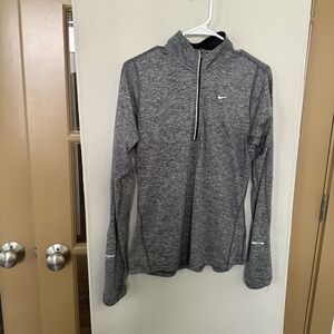 Nike Women's Medium Grey‎ Dri Fit Running 1/4 Quarter Zip Pullover